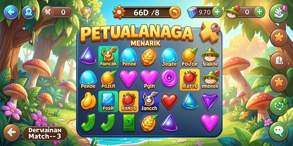 Tangkapan layar 66D menampilkan gameplay seru dan menantang dalam Match-3.