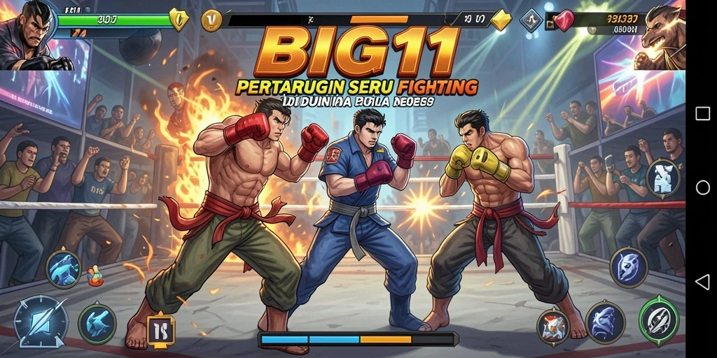 Screenshot menunjukkan aksi pertarungan seru di BIG11 dengan karakter yang dinamis.