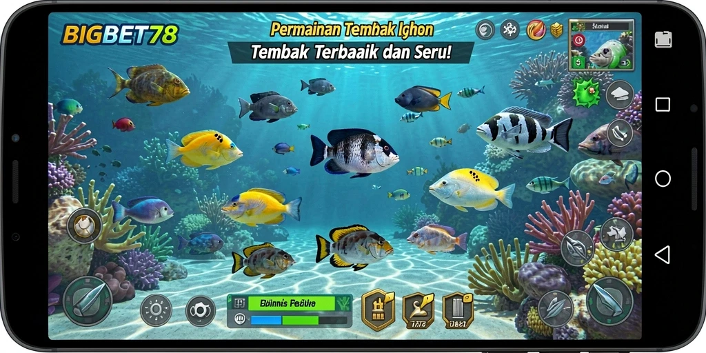 Screenshot menampilkan aksi menembak ikan yang seru dan grafis memukau.