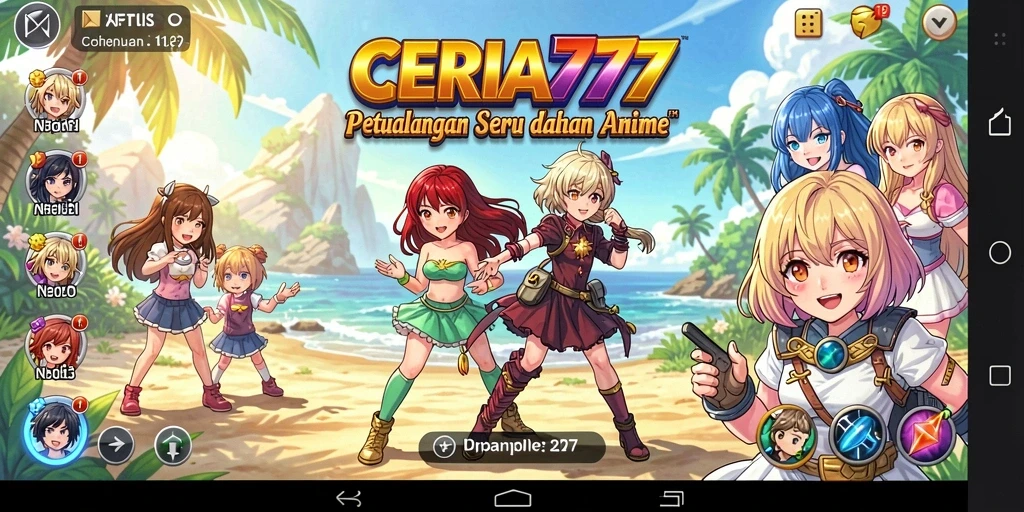 Screenshot CERIA777 menampilkan karakter anime dalam aksi seru.