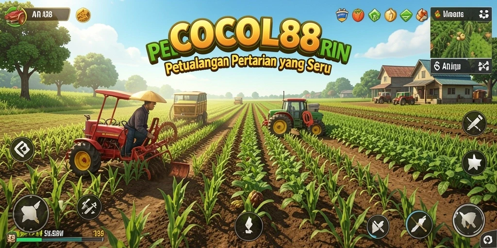 Tampilan gameplay COCOL88 yang menampilkan aktivitas pertanian seru.
