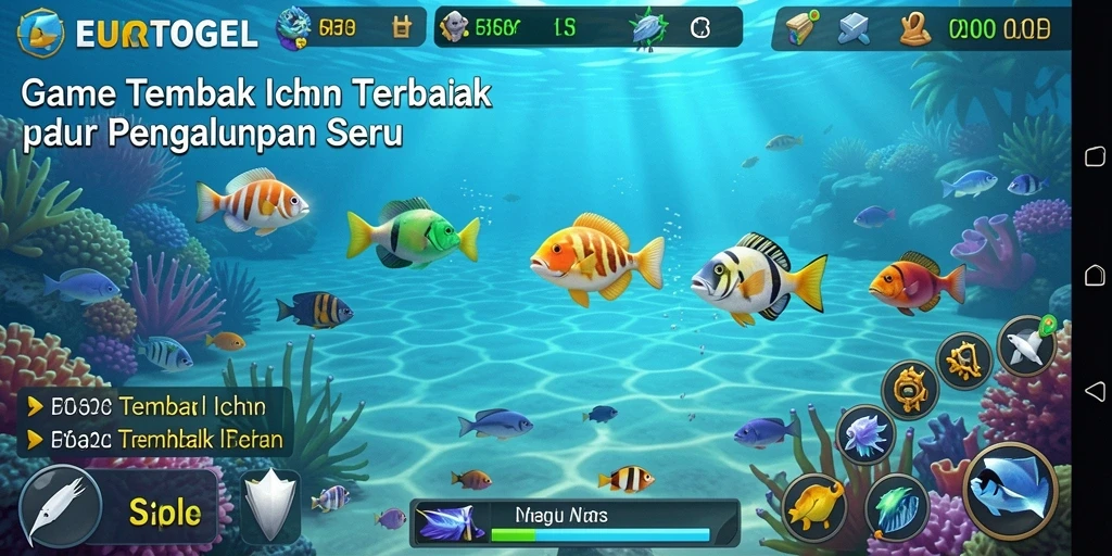 Tampilan gameplay seru dalam EUROTOGEL saat menembak ikan.