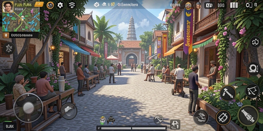 Tampilan utama gameplay FUJI66 yang menampilkan kehidupan sehari-hari yang seru.