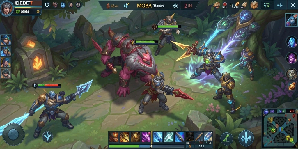 Gameplay menarik dengan hero-hero unik di arena pertempuran MOBA.