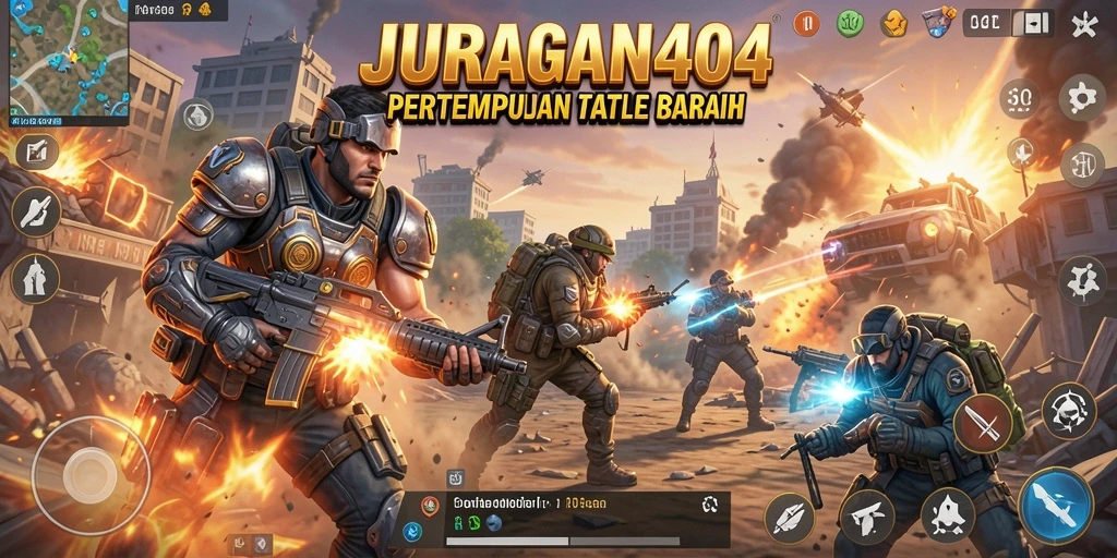 Tampilan gameplay intens di JURAGAN404 saat pertempuran berlangsung.