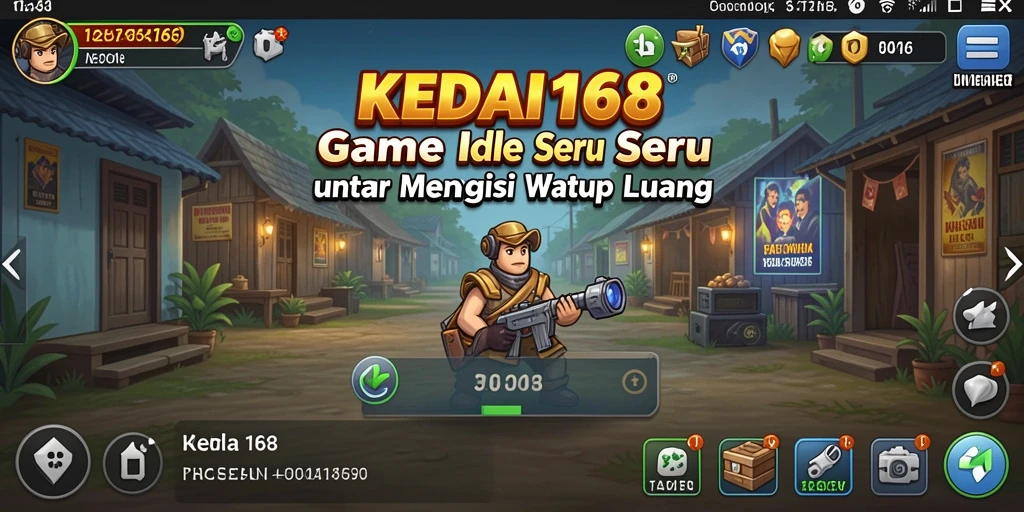 Screenshot gameplay KEDAI168 menampilkan kedai yang berkembang pesat.