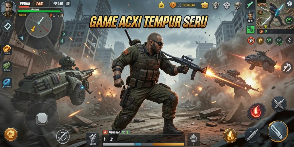 Tangkapan layar gameplay PGG68 menampilkan aksi tempur yang intens.