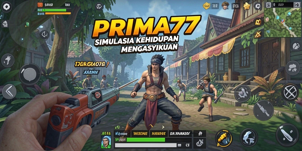 Menampilkan karakter yang sedang beraktivitas dalam gameplay PRIMA77.