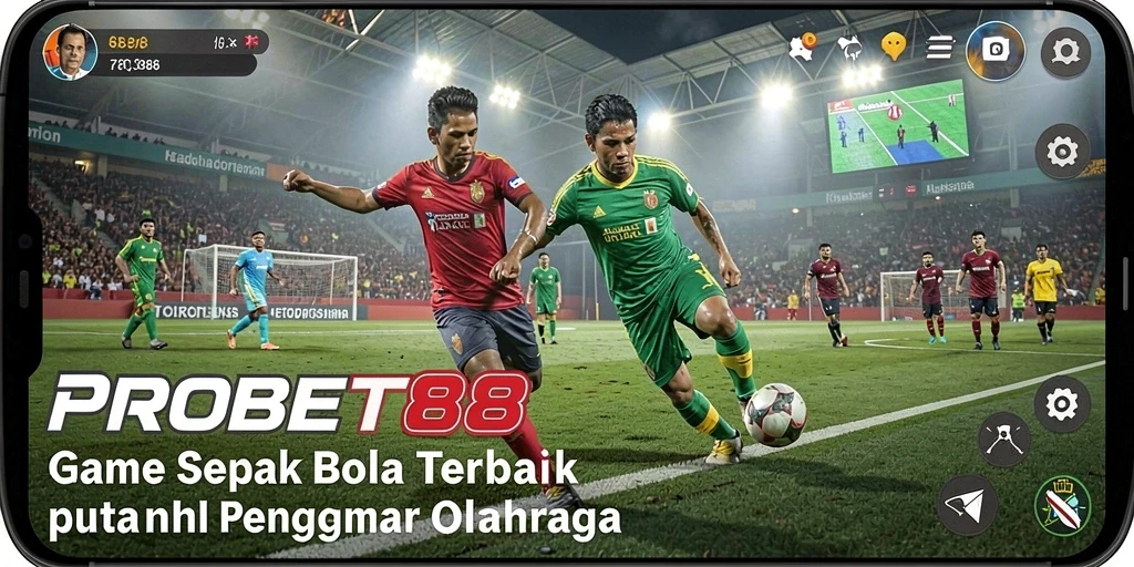 Screenshot PROBET88 menampilkan aksi seru di lapangan sepak bola.