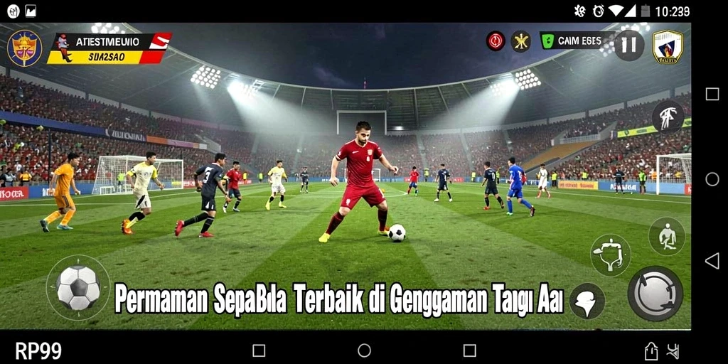 Tampilan gameplay RP99 yang seru dan menegangkan dengan aksi sepak bola.