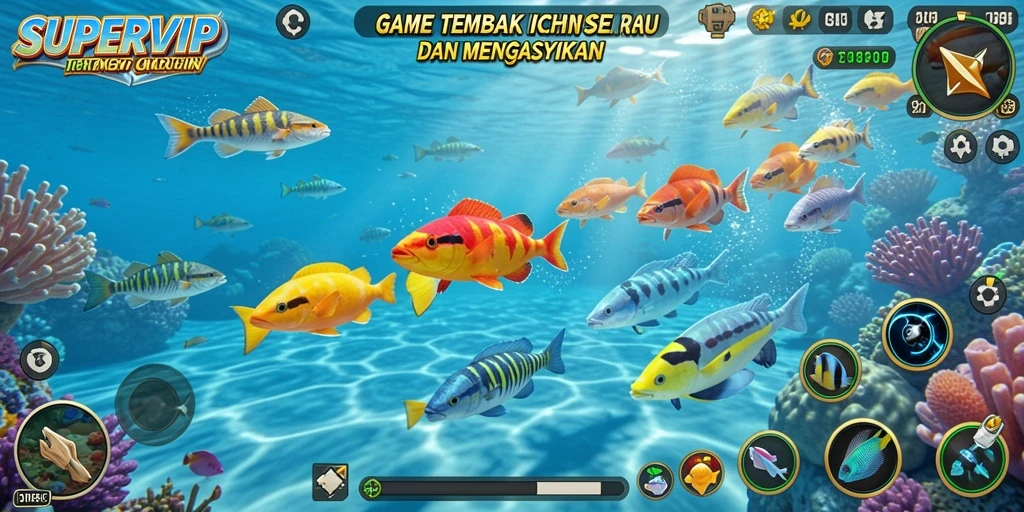 Tampilan menarik dari gameplay Tembak Ikan SUPERVIP.