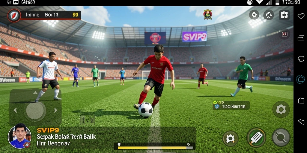 Tangkapan layar menampilkan gameplay seru di SVIP9 dengan aksi sepak bola yang menegangkan.