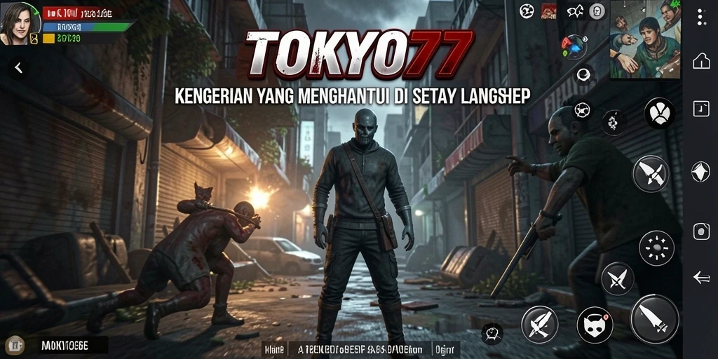 Tangkapan layar gameplay TOKYO77 menampilkan suasana horor yang mencekam.