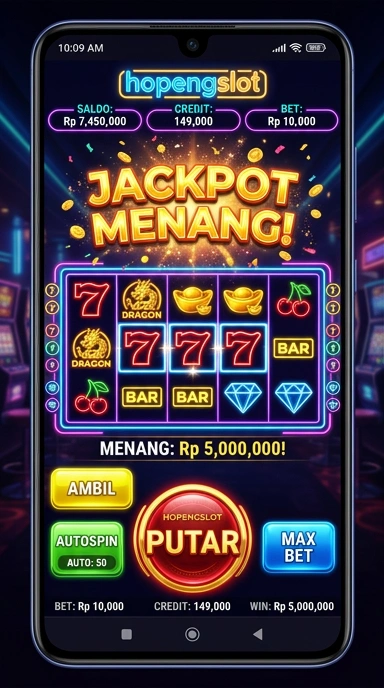Tampilan awal aplikasi hopengslot yang menarik.